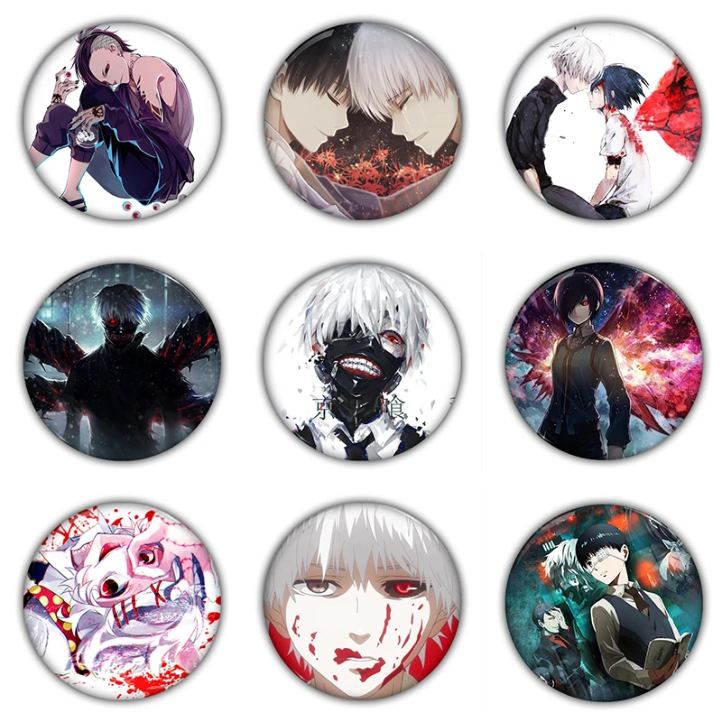

1 Piece 5.8cm Tokyo Ghoul Badge Japan Anime Brooch Customized Iron Plate Pin Round Breastpin
