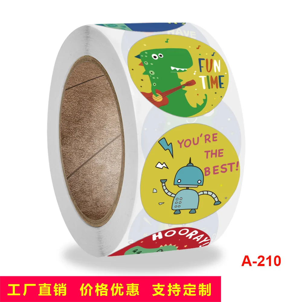 

500 шт./рулон круглые наклейки с милыми героями мультфильмов, детские наклейки награды и поощрения наклейки