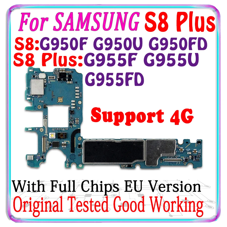 Оригинальная материнская плата 64 ГБ печатная для Samsung S8 Plus G955FD G955F G955U G950FD G950F G950U