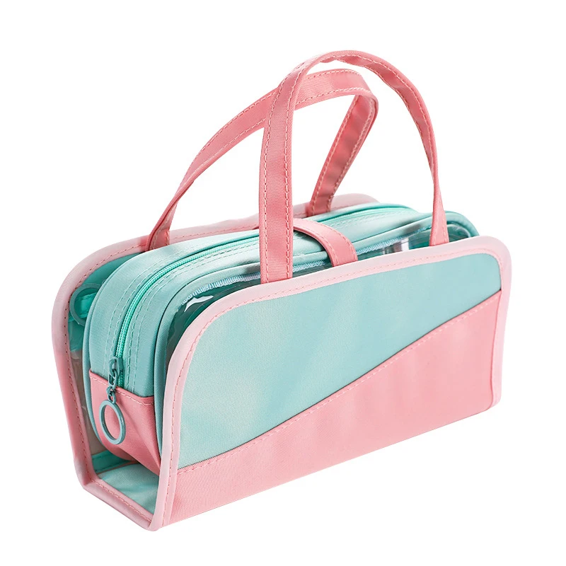 

Многослойная вместительная школьная коробка из ткани Оксфорд для канцелярских принадлежностей, маленькая свежая и простая сумка для каран...