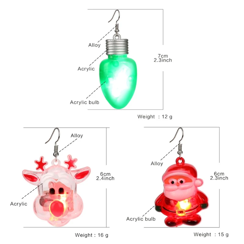 2022 New Glow in the Dark Large Christmas Tree Dangle Earrings Christmas Party Novelty Earrings Jewelry LED Light Up Flashing images - 6