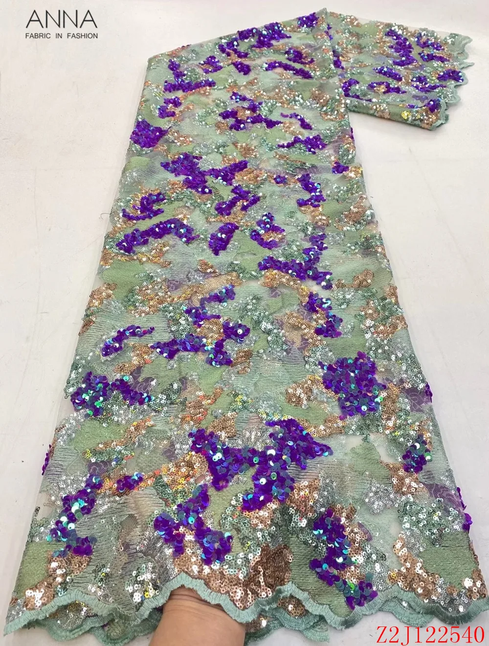 

Anna fashion green french net lace nigerian sequins fabric embroidery 5 yards/piece african mesh laces fabrics for party dress