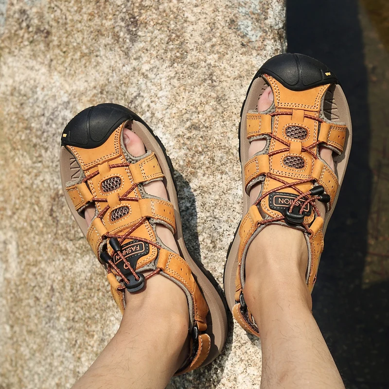 

Slide Sandals Men Roman Sandals Men Sandalia Masculina Couro Sandalias Hombre Verano Cuero Summer Shoes Beach Sandalle Homme
