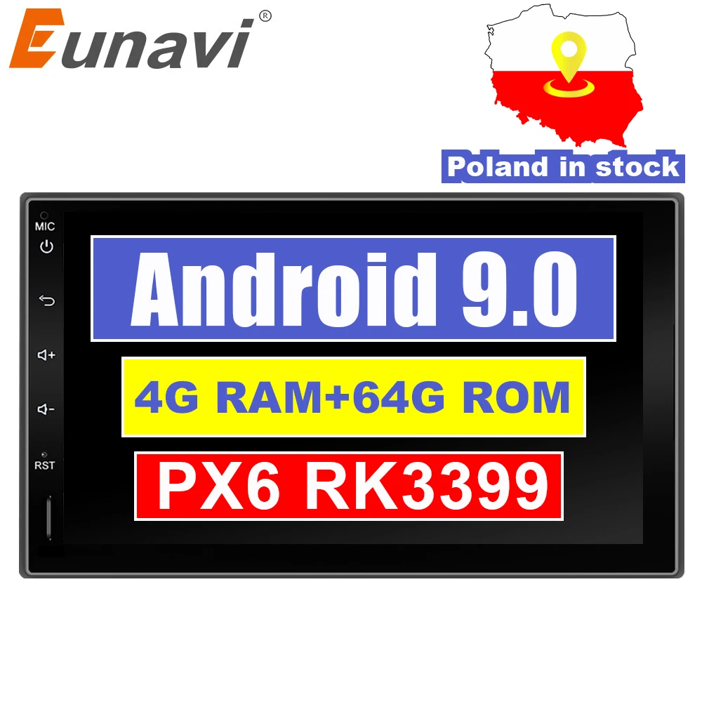 Eunavi 2 Din 7 ''Android 9,0 универсальный автомобильный Радио двойной din Стерео gps навигация в тире ПК видео wifi USB 2din BT