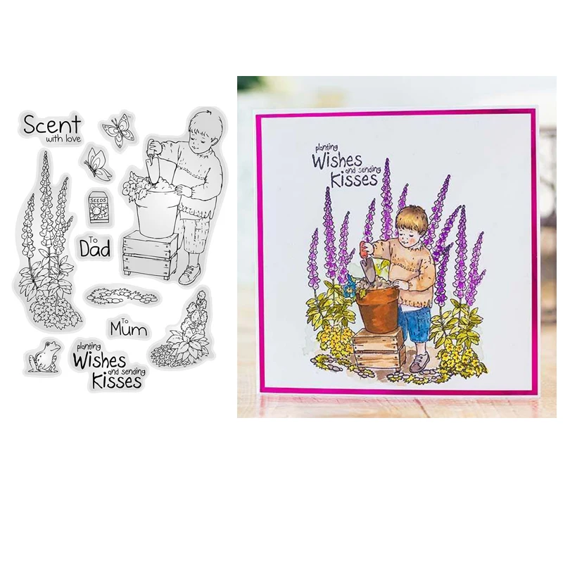 Мальчик посадки желаний прозрачный силиконовый штамп/печать для DIY