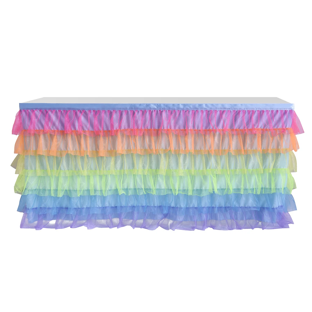 Фатиновая скатерть для стола радужная украшения свадьбы дня рождения 6