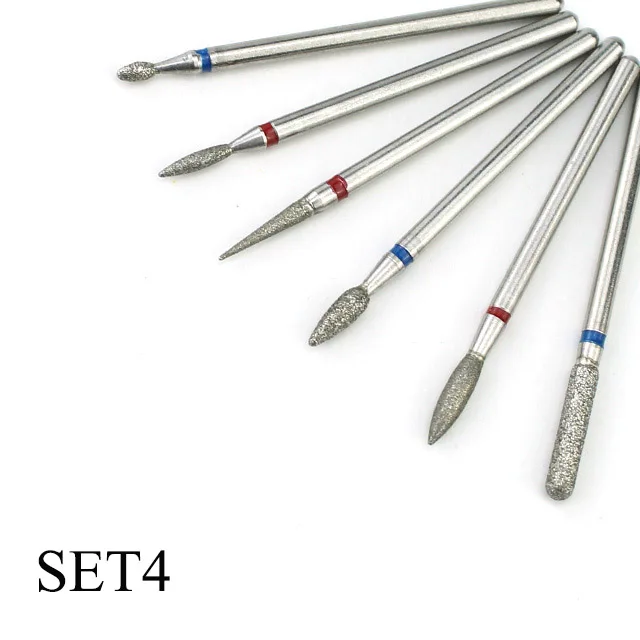 SET4 6 шт. набор алмазных сверл для ногтей, фреза для маникюра, пилочки для ногтей, аксессуары для электрического станка, инструменты для педикюра - Цвет: SET4