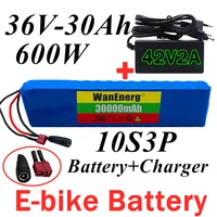 36v 30ah 600w 10s3p lithium ion battery pack 20a bms is suitable for xiaomijia m365 pro ebike bicycle scooter t plug charger