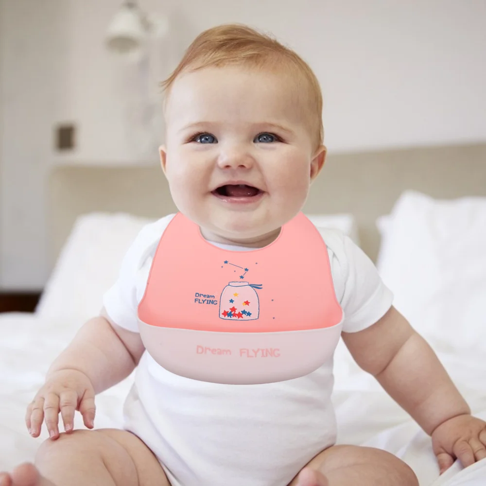 

3Pcs Silicone Baby Bib Adjustable Reusable Clothing Protector Kids Toddler Bib