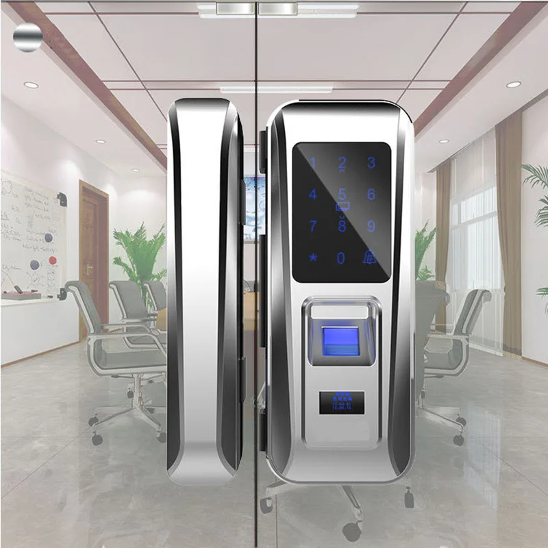 Умный стеклянный дверной замок Электрический замок цифровой/код/Пароль/RFID карта/отпечаток пальца/пульт дистанционного управления дверной звонок Офис/магазин двери