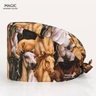 Унисекс, хлопковые разноцветные Мультяшные головные уборы с мультяшным принтом для врачей, регулируемые скрабы, женские головные уборы, оптовые цены, головной убор для кормления домашних животных