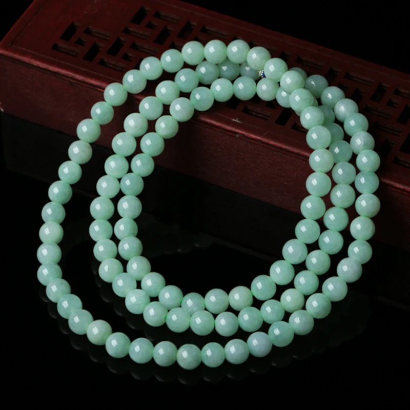 

Women's Burmese Natural Jadeite Beads Light Green Necklace Birthday Valentine's Day Engagement Wedding Gift