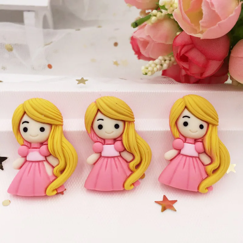 

Hand Painted Resin Kawaii Colorful Girl Flatback Cabochon Stone 6PCS Scrapbook DIY Decor Home Figurine Crafts