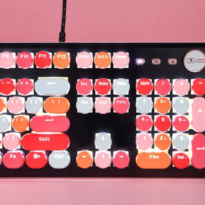 

Mixed Color Version K520 Waterproof Real Mechanical Lipstick Keyboard Net Red Punk Retro Laptop Keyboard