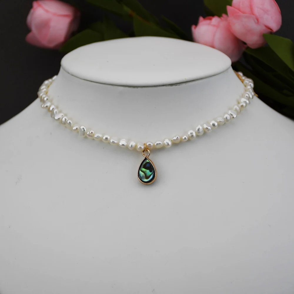 2019 New Abalone Pendant Necklace Choker Freshwater Pearl Gold Color Chain Collar Women Fantastic Elegant Party Jewelry | Украшения и