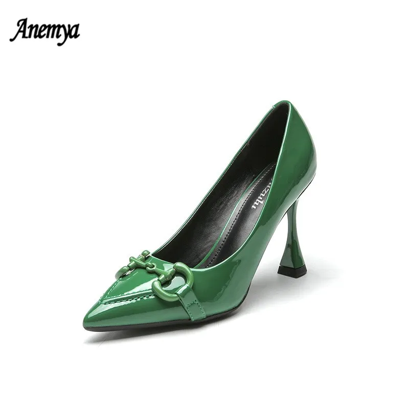 

2021 Luxury Women 8cm High Heels Pumps Woman Shoes Office Ladies Designer Green Heels Prom Stiletto Dress Party Shoes Female New