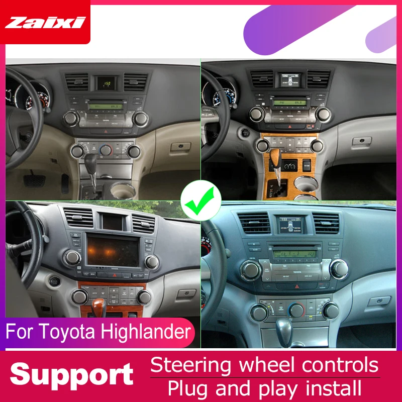 ZaiXi для Toyota Highlander XU40 2007 ~ 2013 Автомобильная Мультимедийная система Android 2 DIN