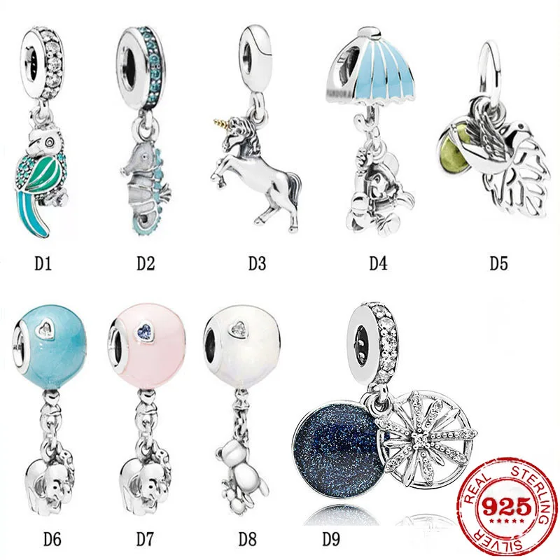 

New 925 Sterling Silver Baby bird seahorse baby elephant bead Fit Original Pandora Bracelet DIY Jewelry For Women