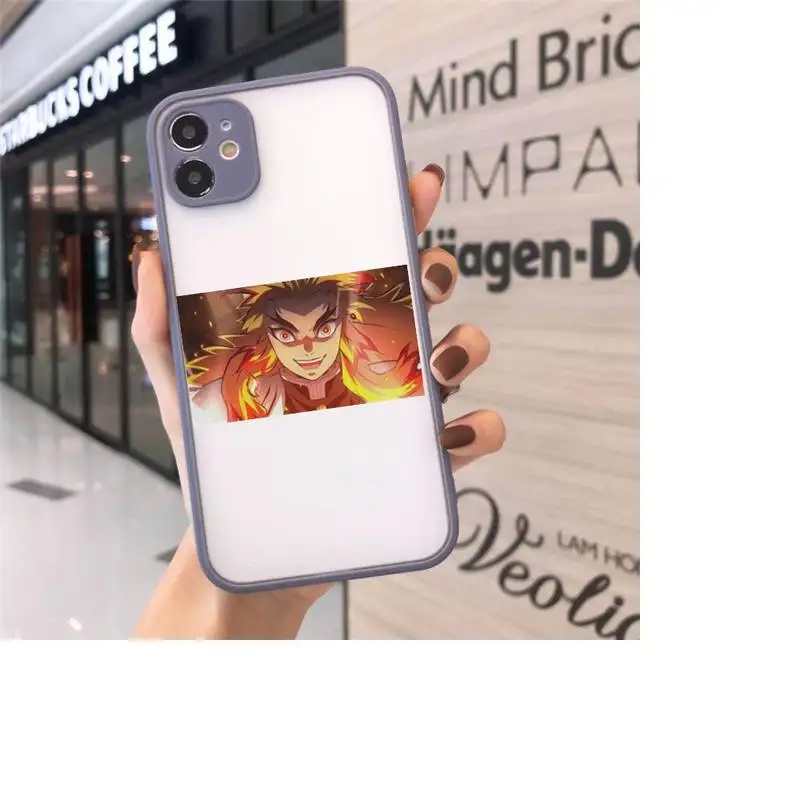 

Cute Japan Demon Slayer Phone Case Matte For iPhone 12 Mini 11 Pro XR XS Max 7 8 Plus X Hard PC Back Cover