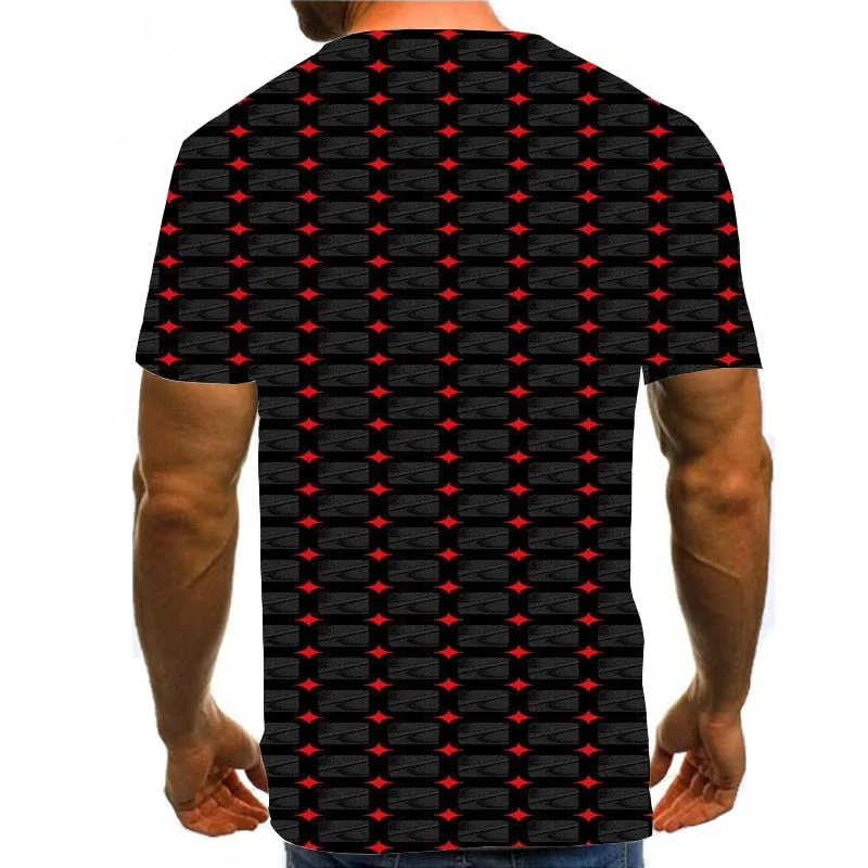 

Men Graphic T Shirts 3D Print Shirt Round Neck Summer Short Sleeve Daily Tops Abstract Tees Red