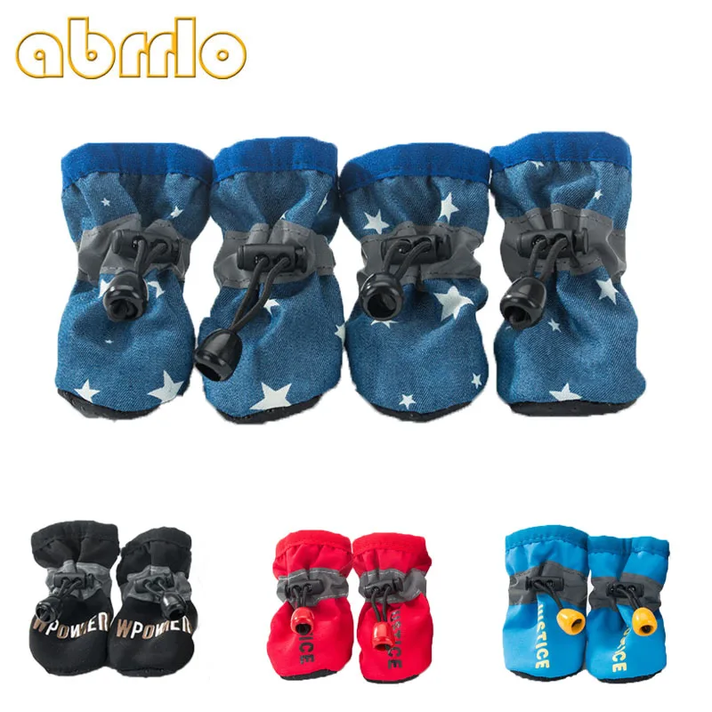 Abrlo/4 шт./лот; зимняя обувь для собак; водонепроницаемые ботиночки; резиновая нескользящая обувь для маленьких собак, чихуахуа, щенка; обувь