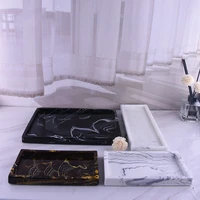 luxury resin bathroom accessories set tray imitation marble soap dispenser tray toothbrush holder container organizer tray