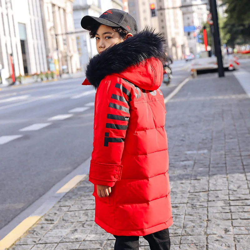 Куртка-пуховик для мальчиков новая детская длинная куртка в Корейском стиле на