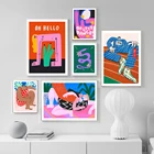 Скандинавская абстрактная Женская Картина на холсте бегунок змея плакат и печать позволяет танцевать фотография фотографий интерьер для кровати комнаты