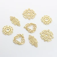 6pcslot zinc alloy metal hollow lace flowers connector charms pendant for diy jewelry finding making accessories