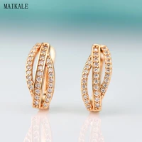 maikale trendy irregular stud earrings for women cubic zirconia zircon earring geometric clip on earing korean fashion jewelry