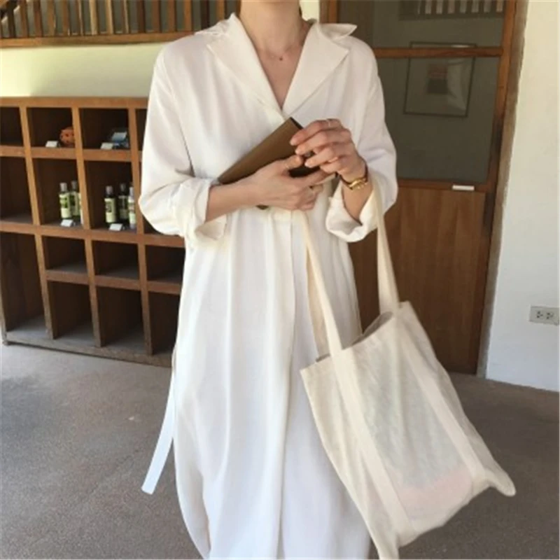 Женское винтажное платье-рубашка RUGOD повседневное однобортное платье с поясом и