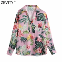 zevity women vintage v neck floral print casual smock blouse ladies chic long sleeve buttons femininas shirts blusas tops ls9348