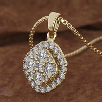 18k rose gold 2 carats diamond pendant square 18k gold chalcedony bizuteria women square jewelry necklace pierscionki gemstone
