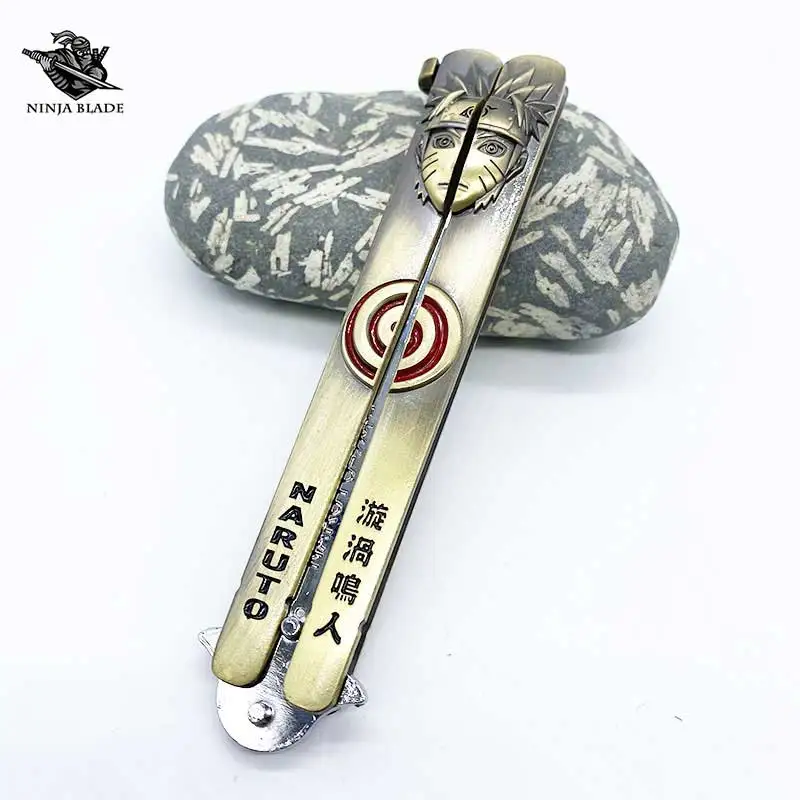 Uzumaki Narutoo Balisong модель Uchiha Sasuke Susanoo тупой нож-бабочка металлический тренажер для