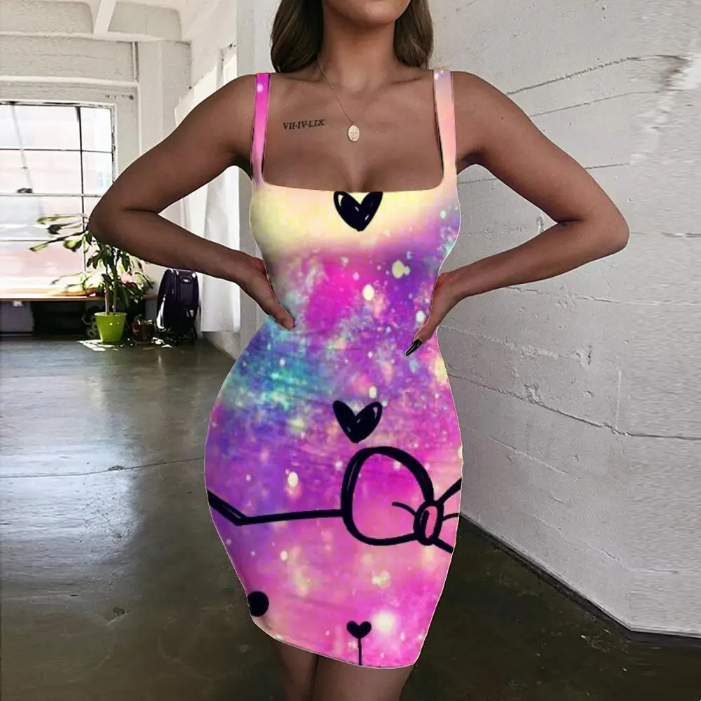 

Giyu Brand Galaxy Dresses Women Nebula Bodycon Dress Space Vestido Sexy Red Halter Sleeveless Womens Clothing Summer Short