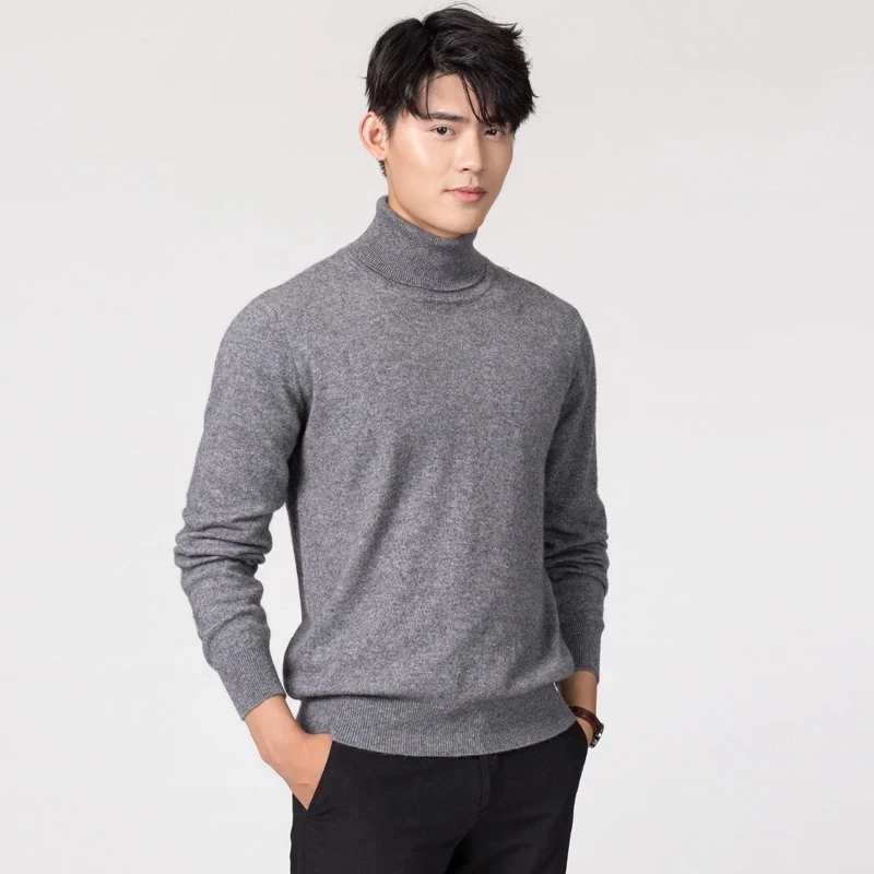 

2020 Fall/Winter Turtleneck Men's Cashmere and Cotton Blend Pullover Sweater