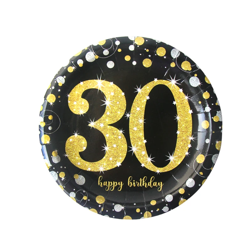 Cyuan 30th украшения для вечеринки в честь Дня рождения поставки 30 золотые воздушные шары сверкающие Висячие закрутки 30 лет одноразовый набор столовых приборов