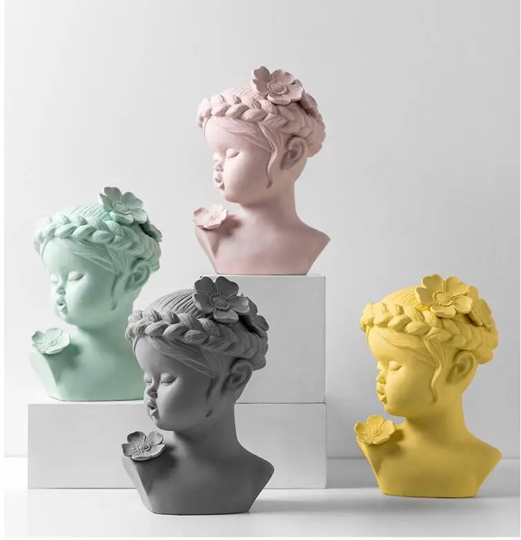 Современные косы персонаж девушки керамическая статуя украшения для дома