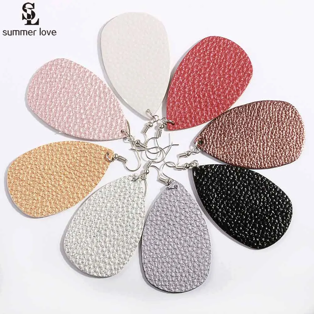 

2020 новые цветные серьги из искусственной кожи для женщин богемная длинная водяная капля массивные серьги Модные ювелирные изделия оптом