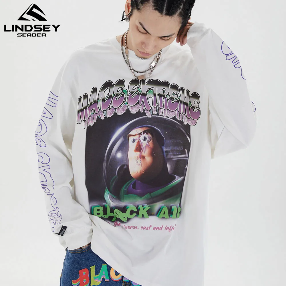 Футболка мужская в стиле хип-хоп с длинным рукавом | Мужская одежда