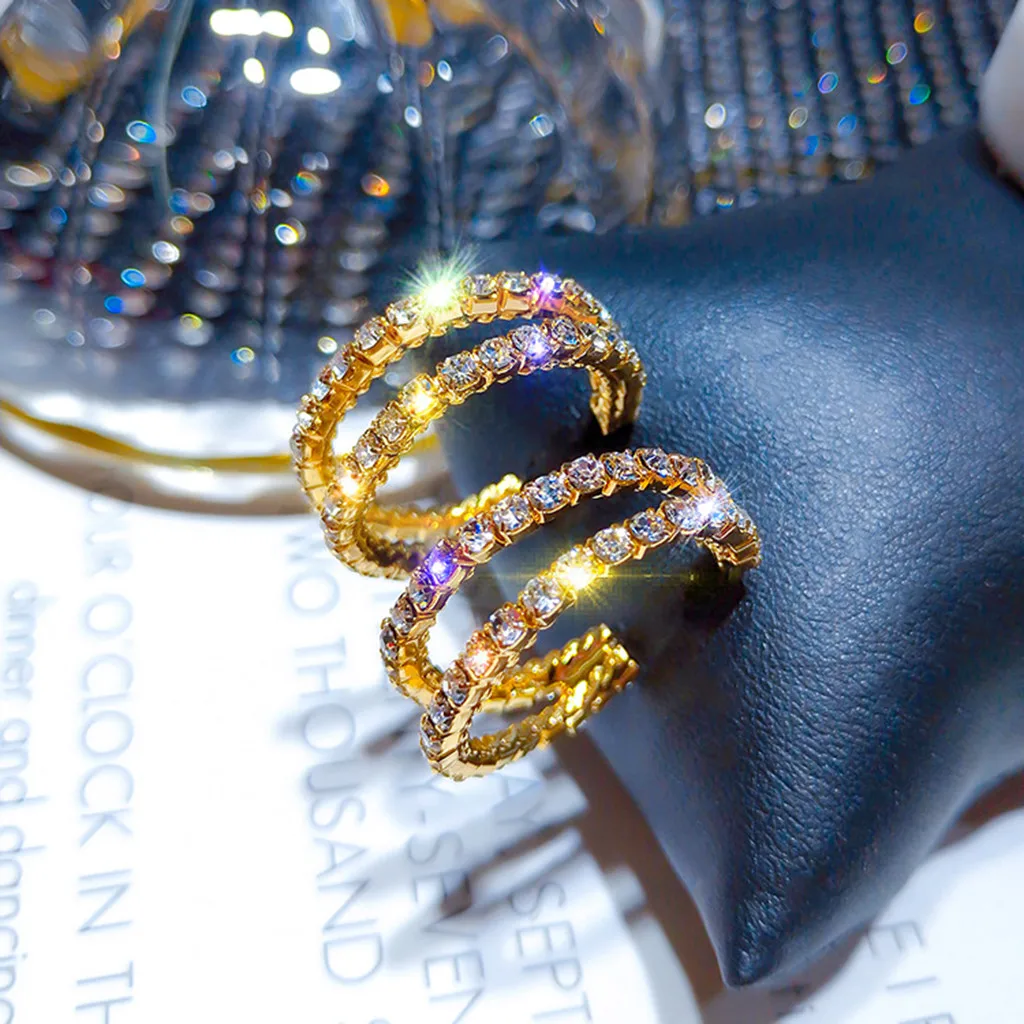 Серьги для женщин Роскошные геометрические сверкающие серьги многоцветные