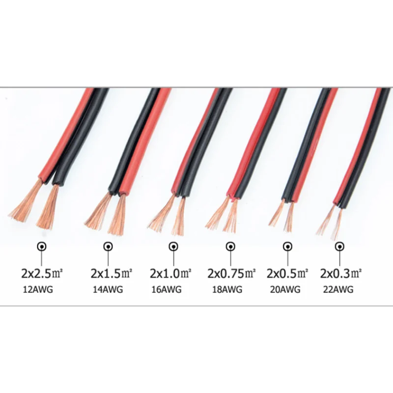 

PVC Cable copper wire 2 pin wire LED 22AWG 20AWG 18AWG 16AWG for LED driving lamp battery holder 5m 10m 50m