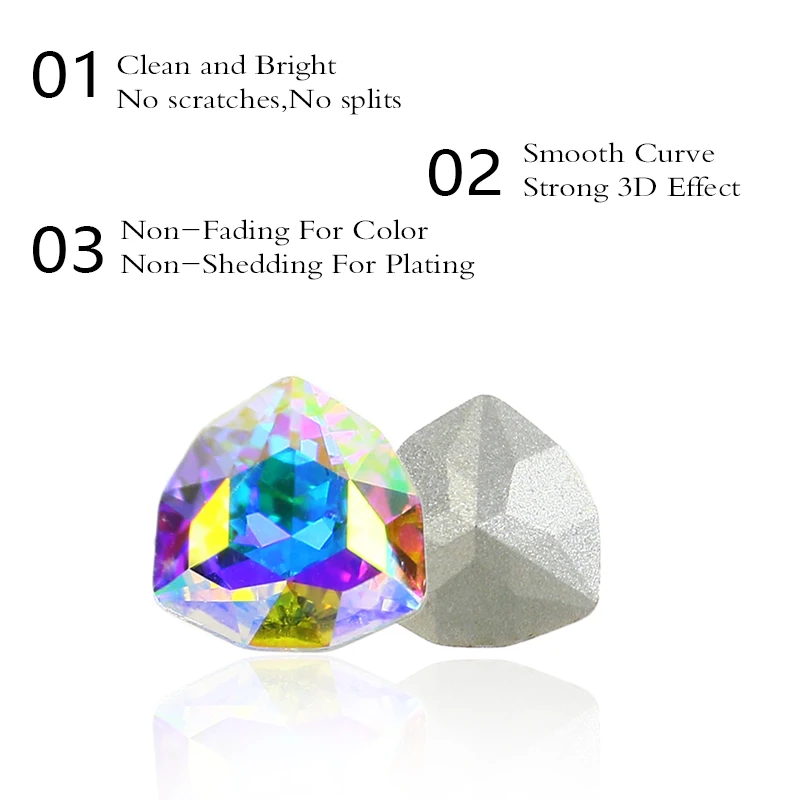 12 мм Смешанные Красочные толстые треугольные стеклянные хрустальные стразы
