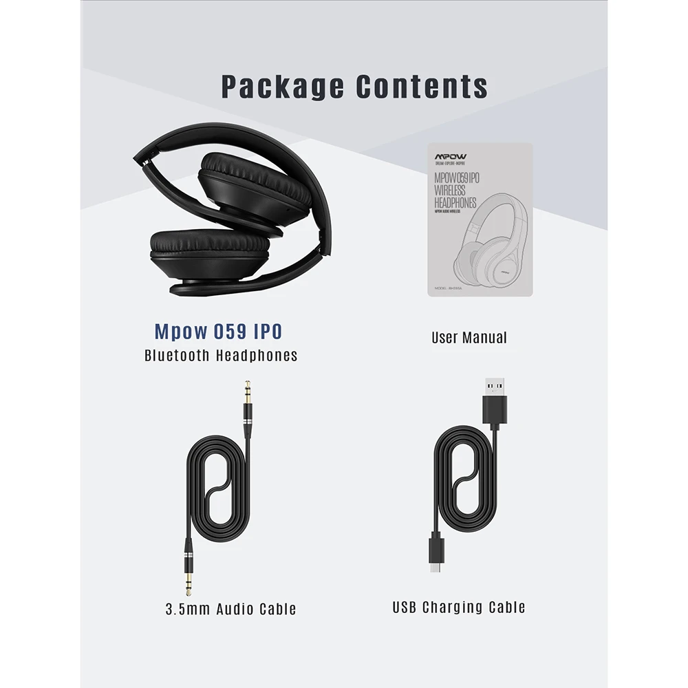 Беспроводные наушники Mpow 059 IPO Bluetooth 5 0 Hi-Fi звуковая гарнитура с микрофоном 25 часов