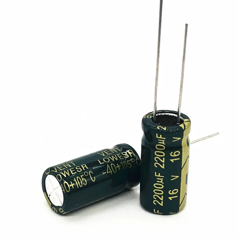 16V 2200 мкФ 10*20 высокочастотный низкоимпедансный алюминиевый электролитический конденсатор 2200 мкФ 16v 20