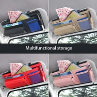 car sun visor glasses case storage bag document holder car leather zipper type multi purpose card case car accessories