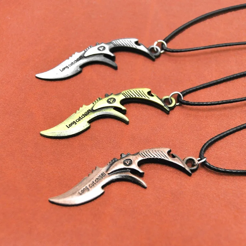 Мужское Ожерелье Подвеска Counter Strike сабля Винтажное колье-чокер из золотой кожи с