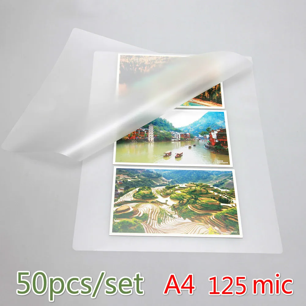 Hot 50PCS/lot 125Mic A4 Thermal Laminating Film PET for Photo/Files/Card/Picture Lamination Roll Cold Packs Laminator Paper | Компьютеры и