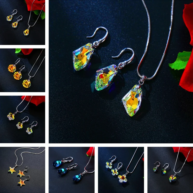

Bridal Jewelry Set Necklace Earrings Wedding Crystal Necklace Earrings Ladies Fashion Jewelry Set