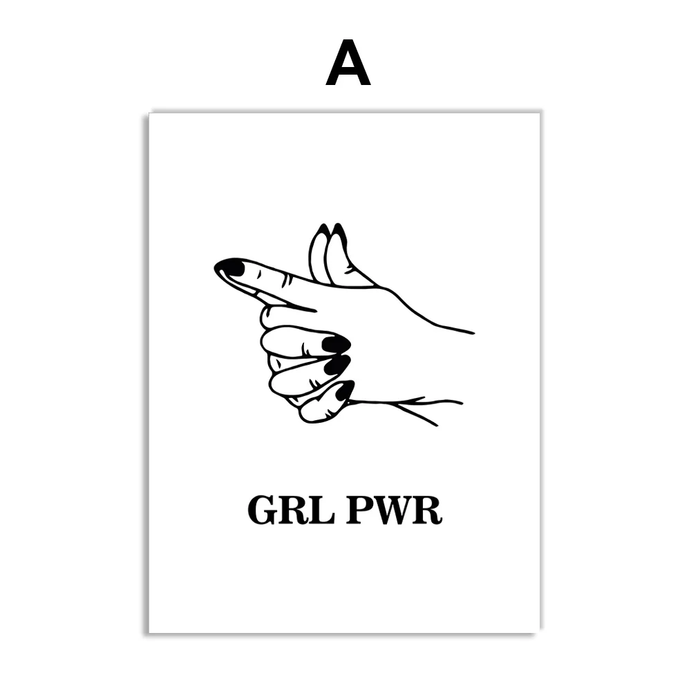 

Line Girl Flower Quote Feminist Art Print Wall Art Canvas Painting Nordic Posters and Prints Wall Pictures For Living Room Decor